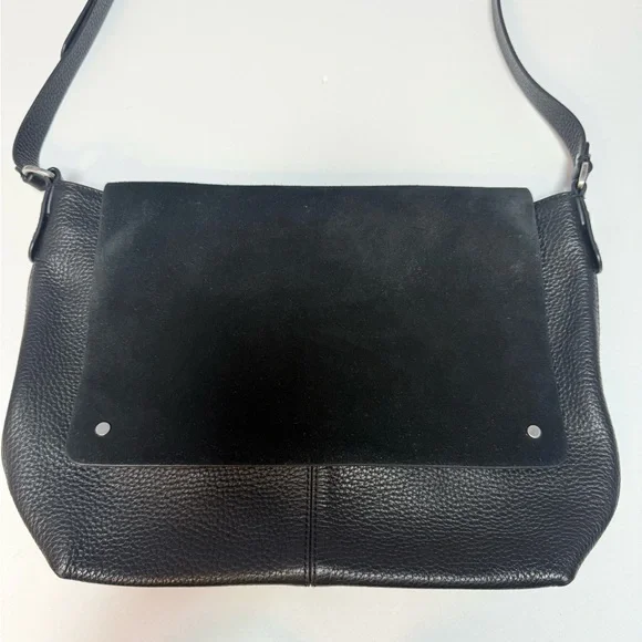 Treasure & Bond black peopled leather with suede flap closure crossbody bag - Picture 10 of 14